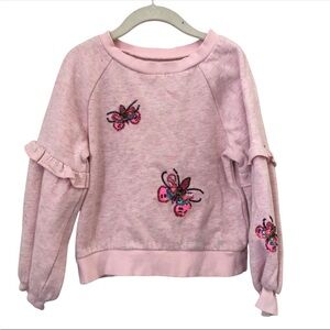 Peek Sequin Embroidered Butterfly Pink Girls Pullover Sweater Size XS 4-5 Years